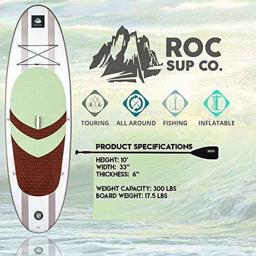 ROC SUP Co paddleboard with specifications and uses.